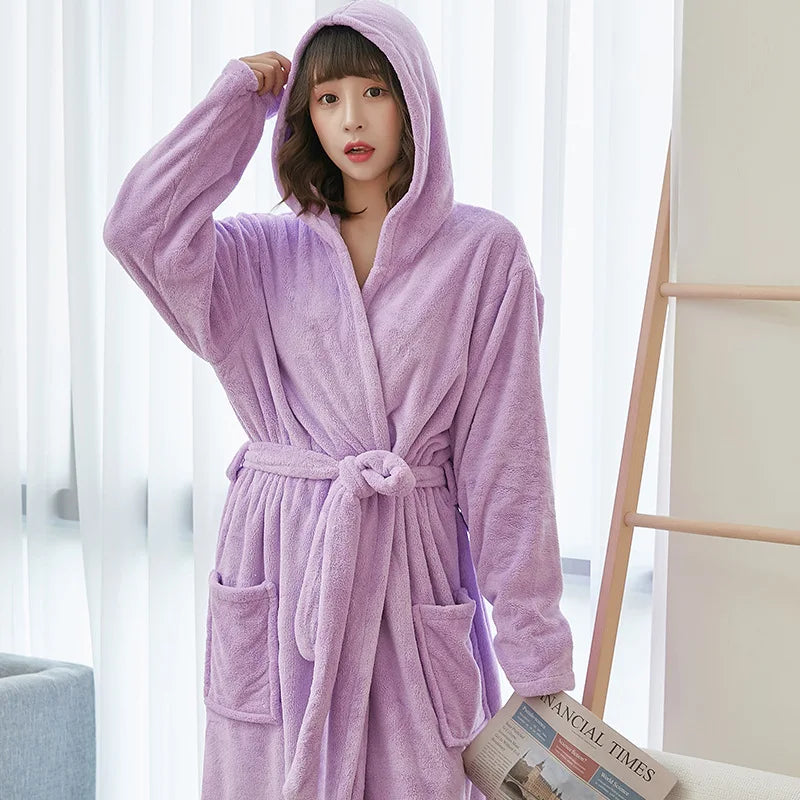 Hooded Coral Velvet Microfiber Robe by The Mississippi Mermaid Mercantile