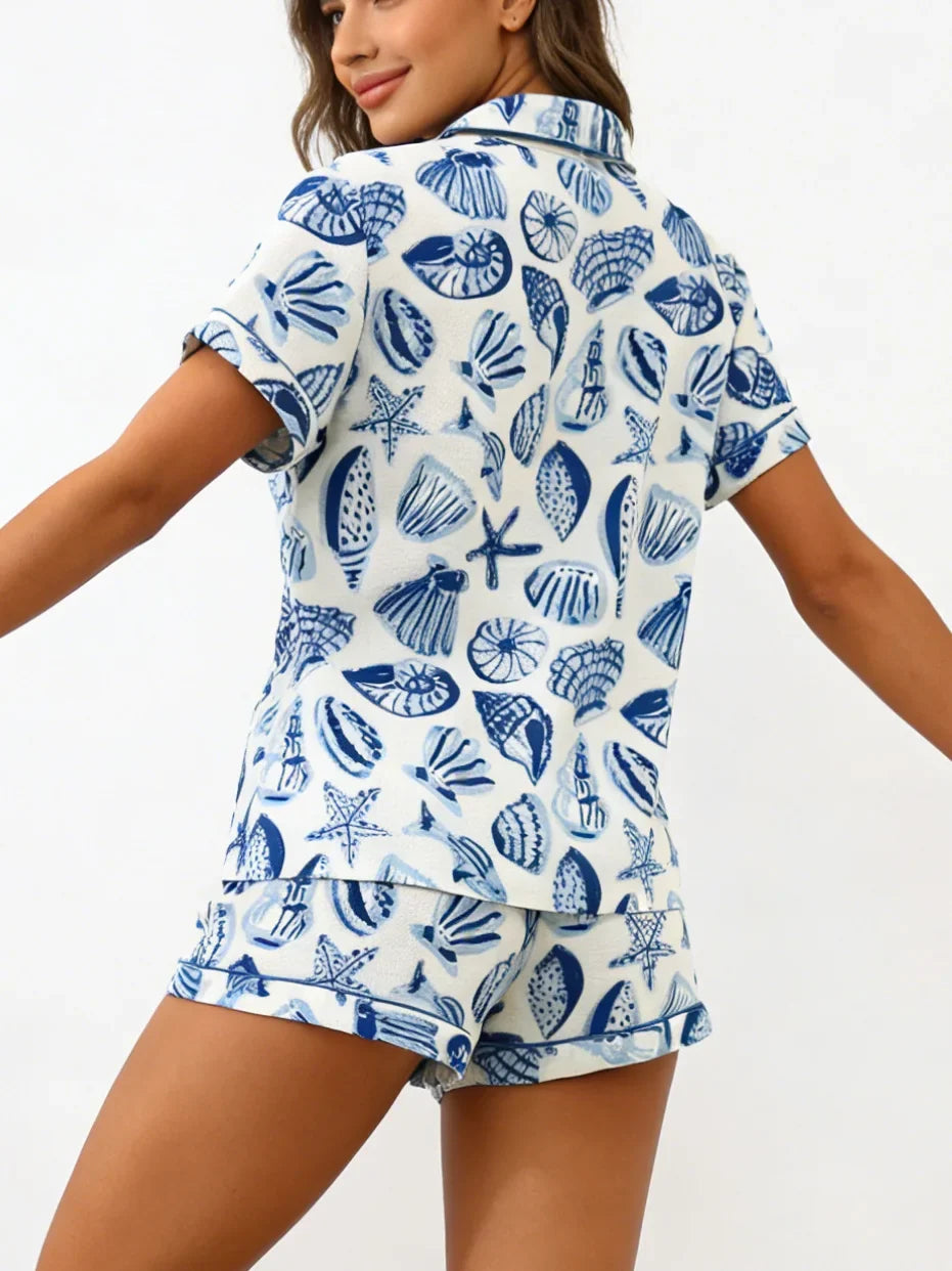 Ocean Shell & Starfish Pajama Set by The Mississippi Mermaid Mercantile - view 3