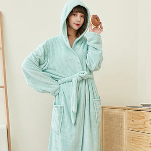 Hooded Coral Velvet Microfiber Robe by The Mississippi Mermaid Mercantile - view 8