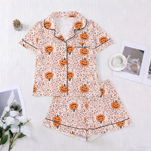 Halloween Ghost & Pumpkin Women's Pajama Set — Short Sleeve Top & Shorts by The Mississippi Mermaid Mercantile - view 7