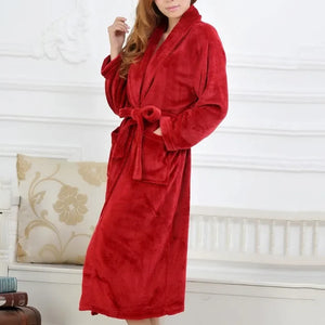 Fluffy Coral Fleece Kimono Robe by The Mississippi Mermaid Mercantile - view 4