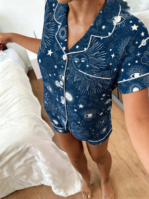 Sun Moon Star Print Celestial Pajamas/Loungewear by The Mississippi Mermaid Mercantile - view 3