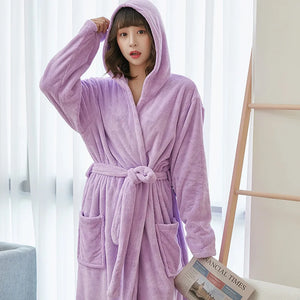 Hooded Coral Velvet Microfiber Robe by The Mississippi Mermaid Mercantile - view 4