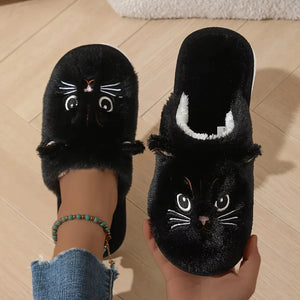 Cute Plush Cat Slippers Winter Warm Cozy Indoor House Shoes Soft EVA Sole Non-Slip Design by The Mississippi Mermaid