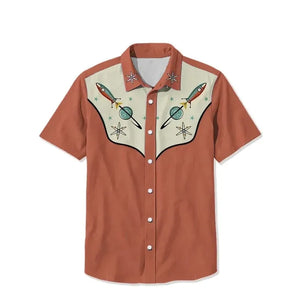 Retro Western Cactus Print Men's Shirt — Camp Collar Button-Down by The Mississippi Mermaid Mercantile - view 4