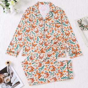 Monarch Butterfly & Floral Women's Pajama Set — Long Sleeve Top & Pants by The Mississippi Mermaid Mercantile