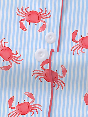 Crab Print Women's Pajama Set — Short Sleeve Top & Loose Shorts Loungewear by The Mississippi Mermaid Mercantile - view 5