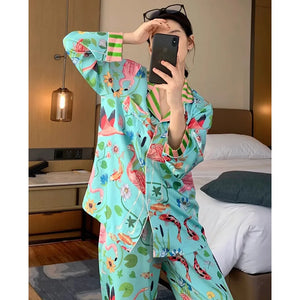 Silky Mermaid Print Long Pajama Set by The Mississippi Mermaid Mercantile - view 4
