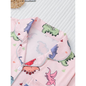 Cartoon Dinosaur Print Women's Pajama Set — Short Sleeve Top & Shorts by The Mississippi Mermaid Mercantile - view 3