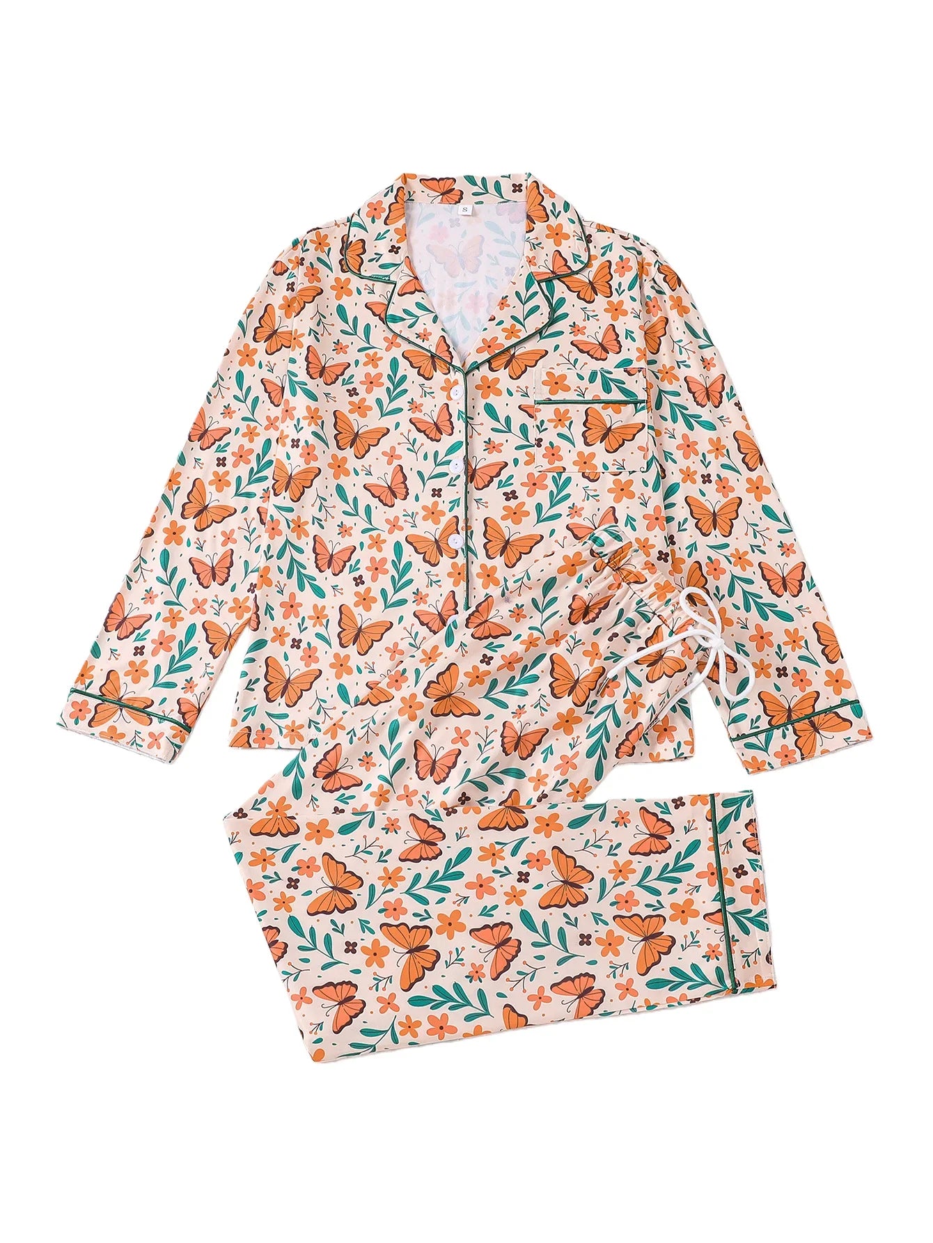 Monarch Butterfly & Floral Women's Pajama Set — Long Sleeve Top & Pants by The Mississippi Mermaid Mercantile - view 5