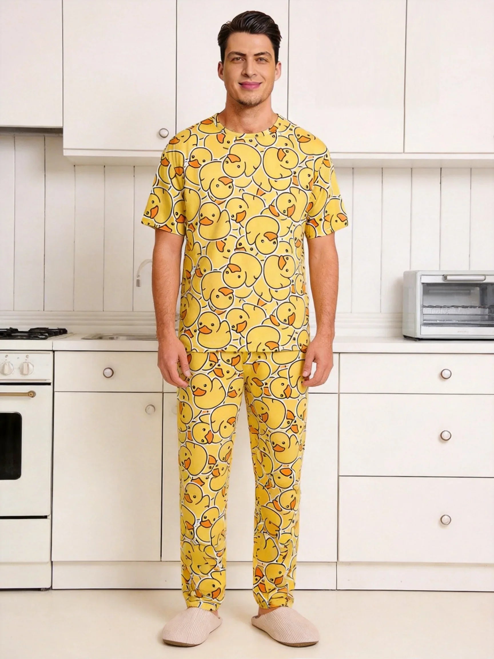Rubber Duck All-Over Print Men's Pajama Set — Short Sleeve Top & Pants by The Mississippi Mermaid Mercantile - view 4