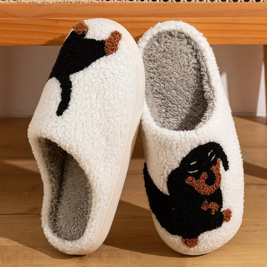 Women's Dachshund Dog Slippers — Cute Cartoon Indoor Comfort House Shoes by The Mississippi Mermaid Mercantile - view 2