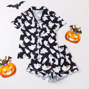 Halloween Ghost & Pumpkin Women's Pajama Set — Short Sleeve Top & Shorts by The Mississippi Mermaid Mercantile - view 22