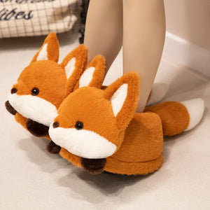 3D Red Panda & Fox Plush Slippers — Cozy Warm Indoor House Shoes by The Mississippi Mermaid Mercantile - view 2