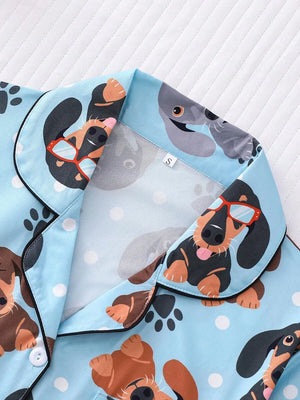 Dachshund in Glasses Women's Pajama Set — Short Sleeve Top & Shorts by The Mississippi Mermaid Mercantile