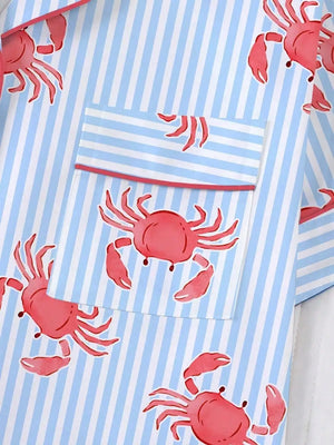Crab Print Women's Pajama Set — Short Sleeve Top & Loose Shorts Loungewear by The Mississippi Mermaid Mercantile - view 7
