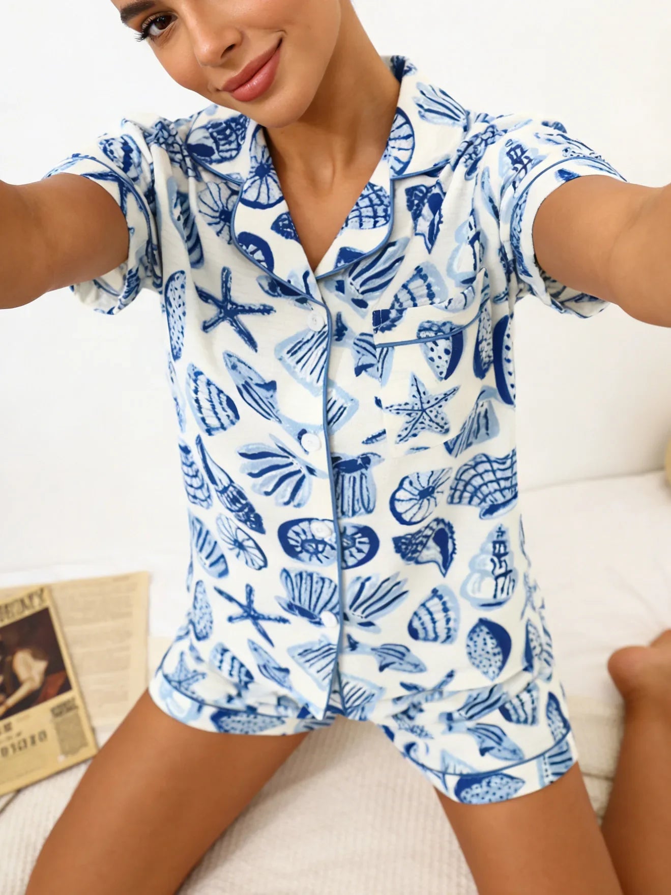 Ocean Shell & Starfish Pajama Set by The Mississippi Mermaid Mercantile - view 5