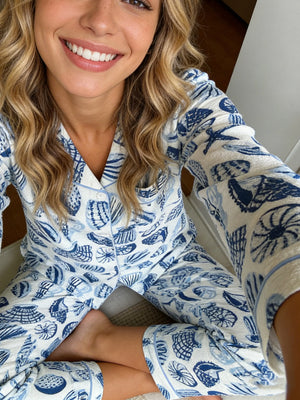 Coastal Seashell & Starfish Women's Pajama Set — Long Sleeve Top & Pants by The Mississippi Mermaid Mercantile - view 6