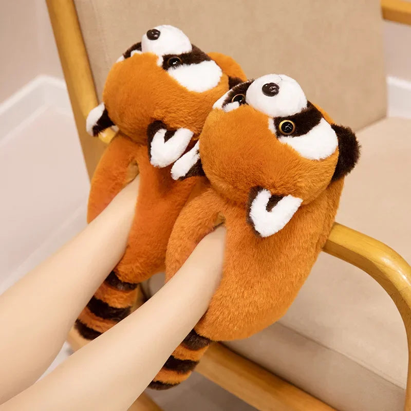 3D Red Panda & Fox Plush Slippers — Cozy Warm Indoor House Shoes by The Mississippi Mermaid Mercantile - view 5