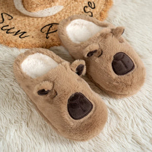 3D Capybara Plush Women's Slippers — Cozy Soft Indoor House Shoes by The Mississippi Mermaid Mercantile