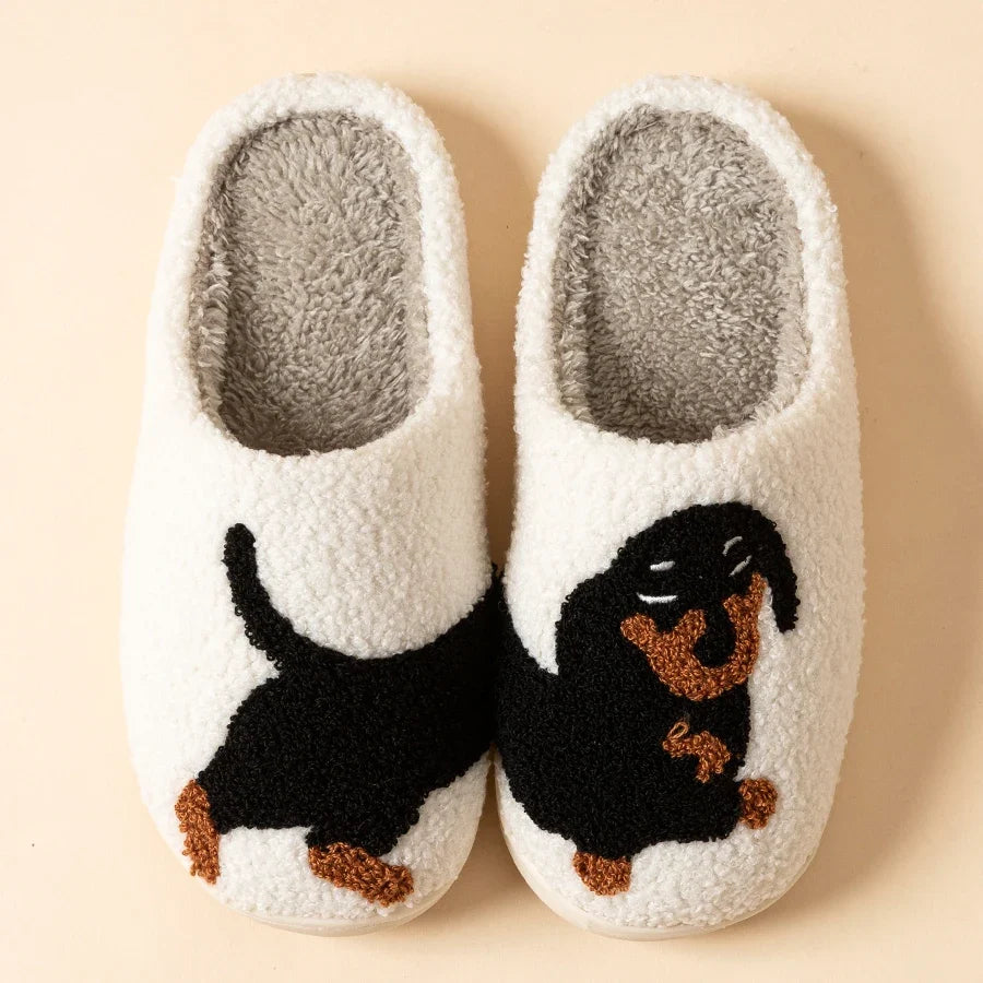 Women's Dachshund Dog Slippers — Cute Cartoon Indoor Comfort House Shoes by The Mississippi Mermaid Mercantile