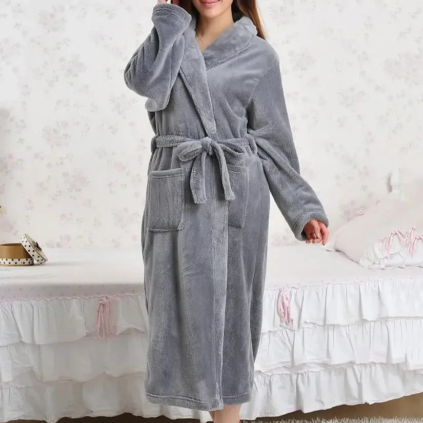 Fluffy Coral Fleece Kimono Robe by The Mississippi Mermaid Mercantile - view 6