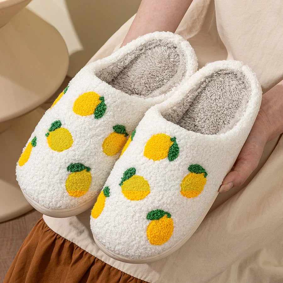 Lemon Embroidered Fuzzy Slippers by The Mississippi Mermaid Mercantile - view 7