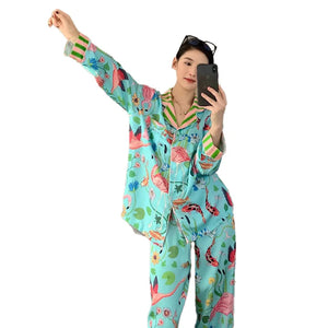 Silky Mermaid Print Long Pajama Set by The Mississippi Mermaid Mercantile - view 3