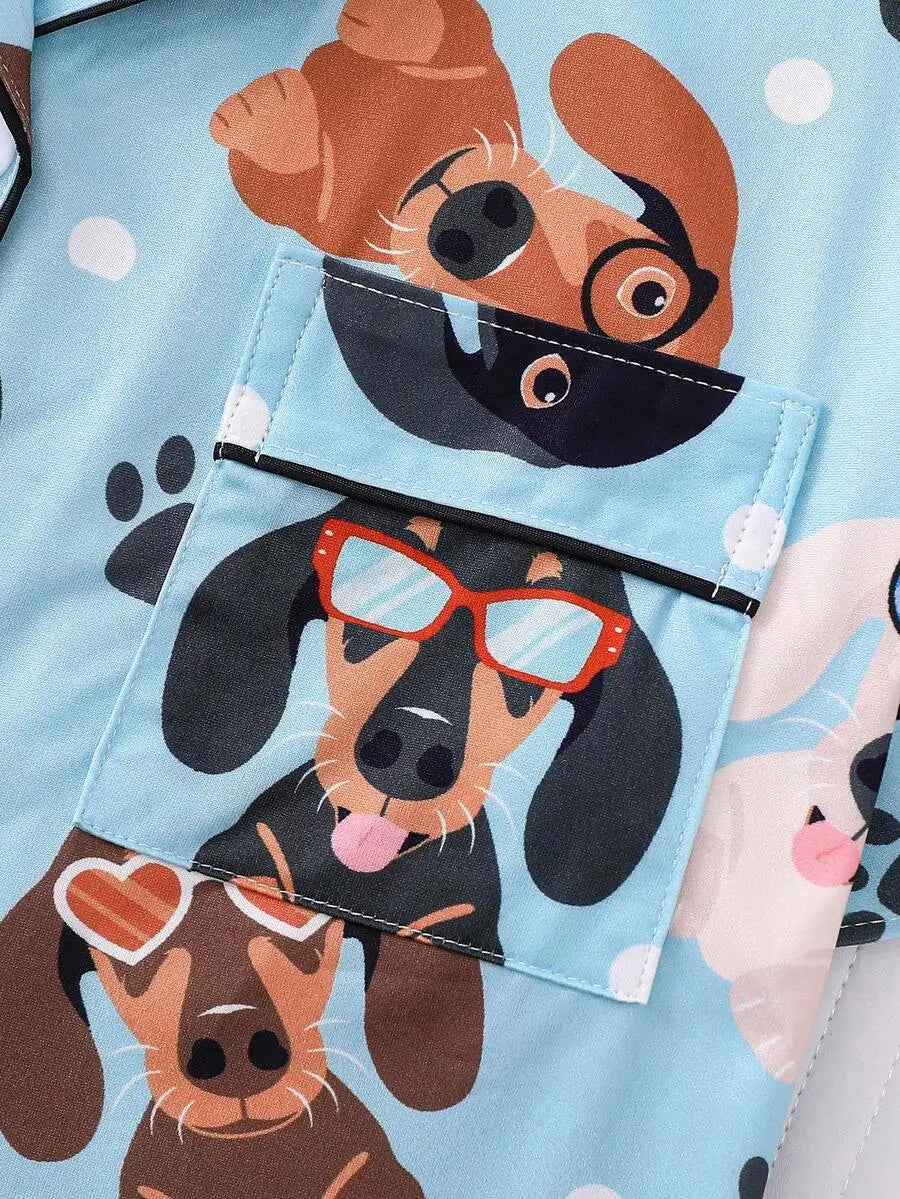 Dachshund in Glasses Women's Pajama Set — Short Sleeve Top & Shorts by The Mississippi Mermaid Mercantile - view 5