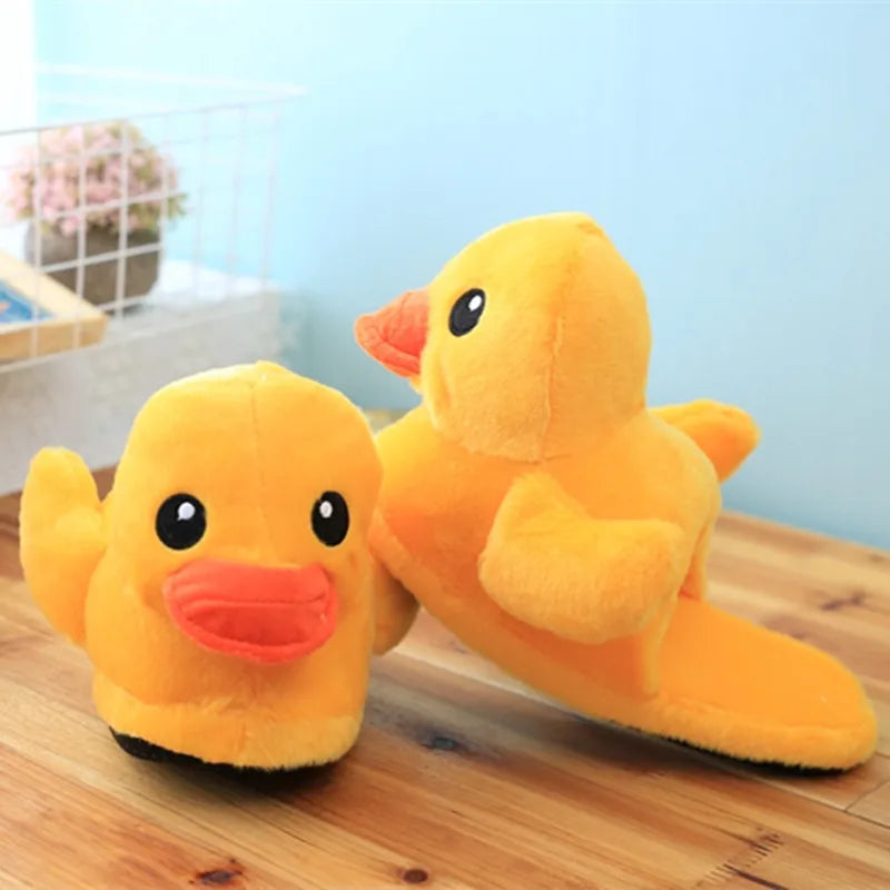 3D Yellow Duck Plush Slippers — Cozy Fuzzy Indoor House Shoes by The Mississippi Mermaid Mercantile - view 2