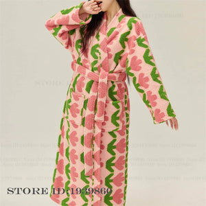 Thick Coral Fleece Kimono Robe — Pink by The Mississippi Mermaid Mercantile - view 5