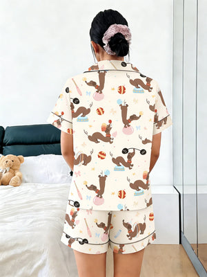 Circus Seal Print Women's Pajama Set — Short Sleeve Top & Shorts by The Mississippi Mermaid Mercantile - view 4
