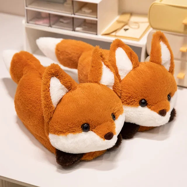 3D Red Panda & Fox Plush Slippers — Cozy Warm Indoor House Shoes by The Mississippi Mermaid Mercantile - view 7