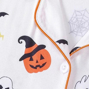 Halloween Ghost & Pumpkin Women's Pajama Set — Short Sleeve Top & Shorts by The Mississippi Mermaid Mercantile - view 3