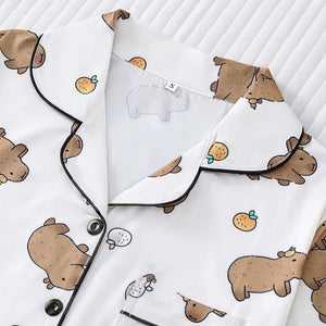 Capybara & Orange Women's Pajama Set — Short Sleeve Top & Shorts by The Mississippi Mermaid Mercantile - view 2