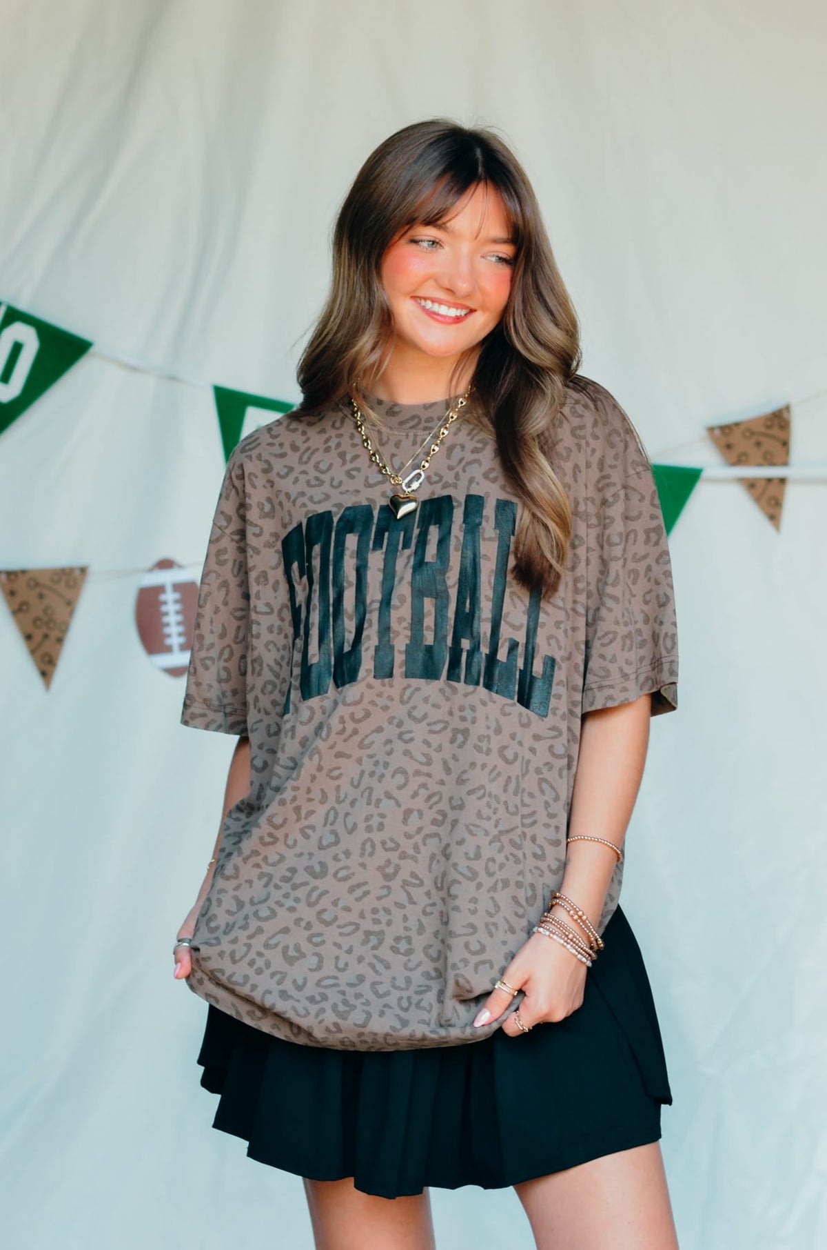 Football Brown Leopard Tee detail view by Southern Bliss Company