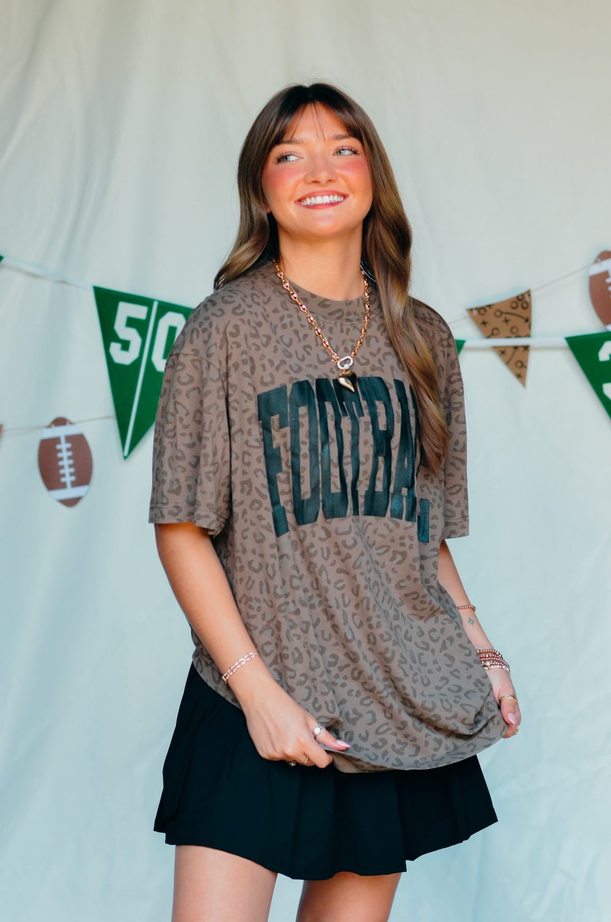 Football Brown Leopard Tee detail view by Southern Bliss Company