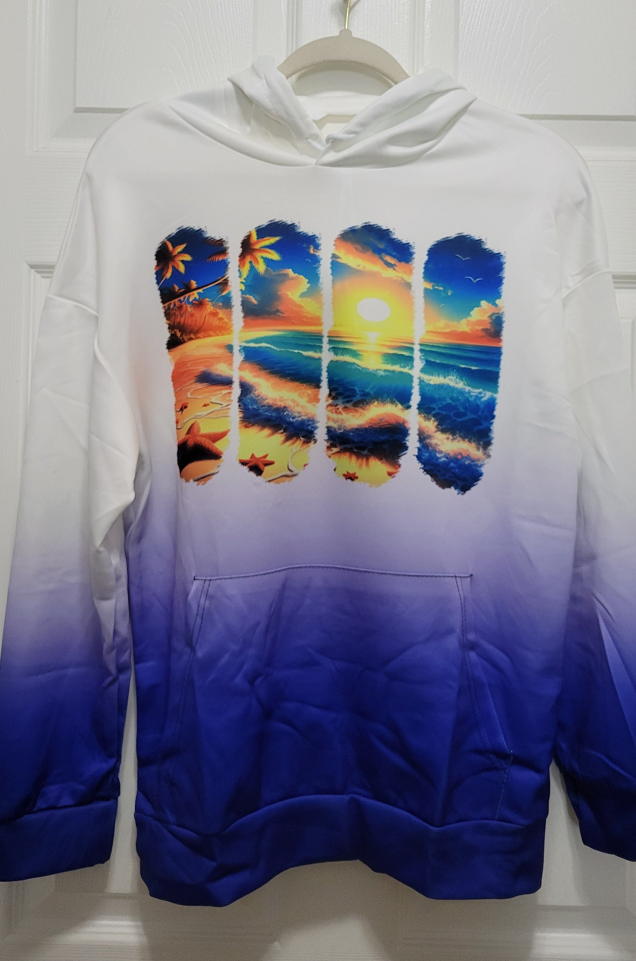 SUNSET OCEAN BLUE OMBRE HOODIE Two Beachin' Sisters
