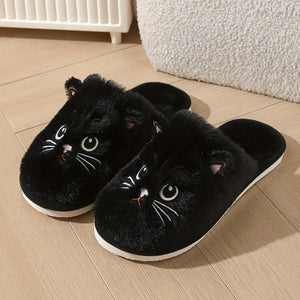 Cute Plush Cat Slippers Winter Warm Cozy Indoor House Shoes Soft EVA Sole Non-Slip Design by The Mississippi Mermaid