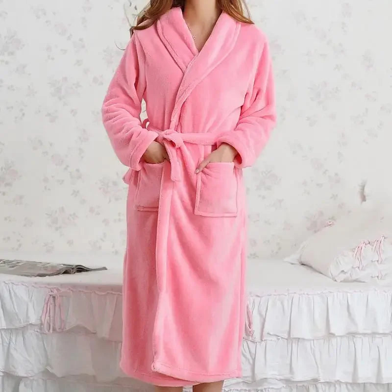 Fluffy Coral Fleece Kimono Robe by The Mississippi Mermaid Mercantile - view 10
