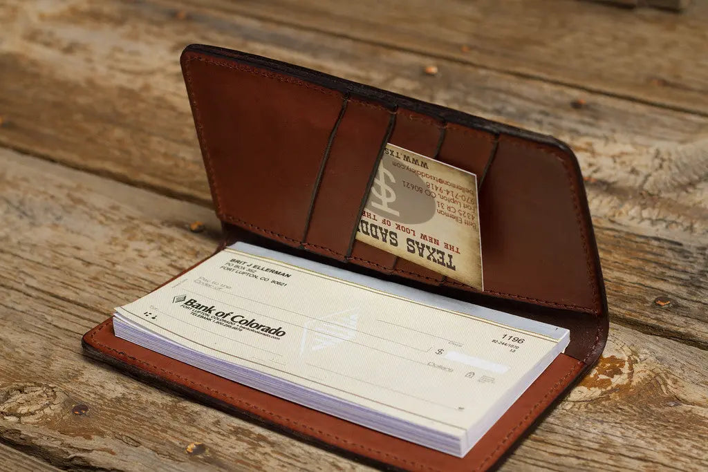 Saddle Tan Checkbook Cover Spider Tooling by Texas Saddlery, paper gift detail photo 2