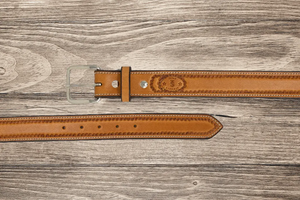 Saddle Tan Smooth Border Stamped - 48 by Texas Saddlery, handmade leather goods detail photo 2
