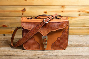 Saddle Tan Spider Briefcase by Texas Saddlery, handmade leather goods detail photo 2