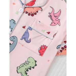 Cartoon Dinosaur Print Women's Pajama Set — Short Sleeve Top & Shorts by The Mississippi Mermaid Mercantile - view 4