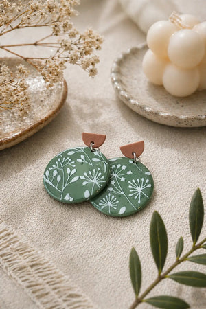 The Tween Space Sage Wildflower Earrings — Handcrafted by Nora by The Tween Space, handmade jewelry detail photo 2