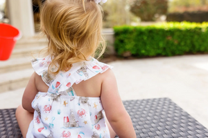 Sandcastle Kingdom Organic Muslin Bubble Romper by Nola Tawk, Southern lifestyle apparel detail photo 2