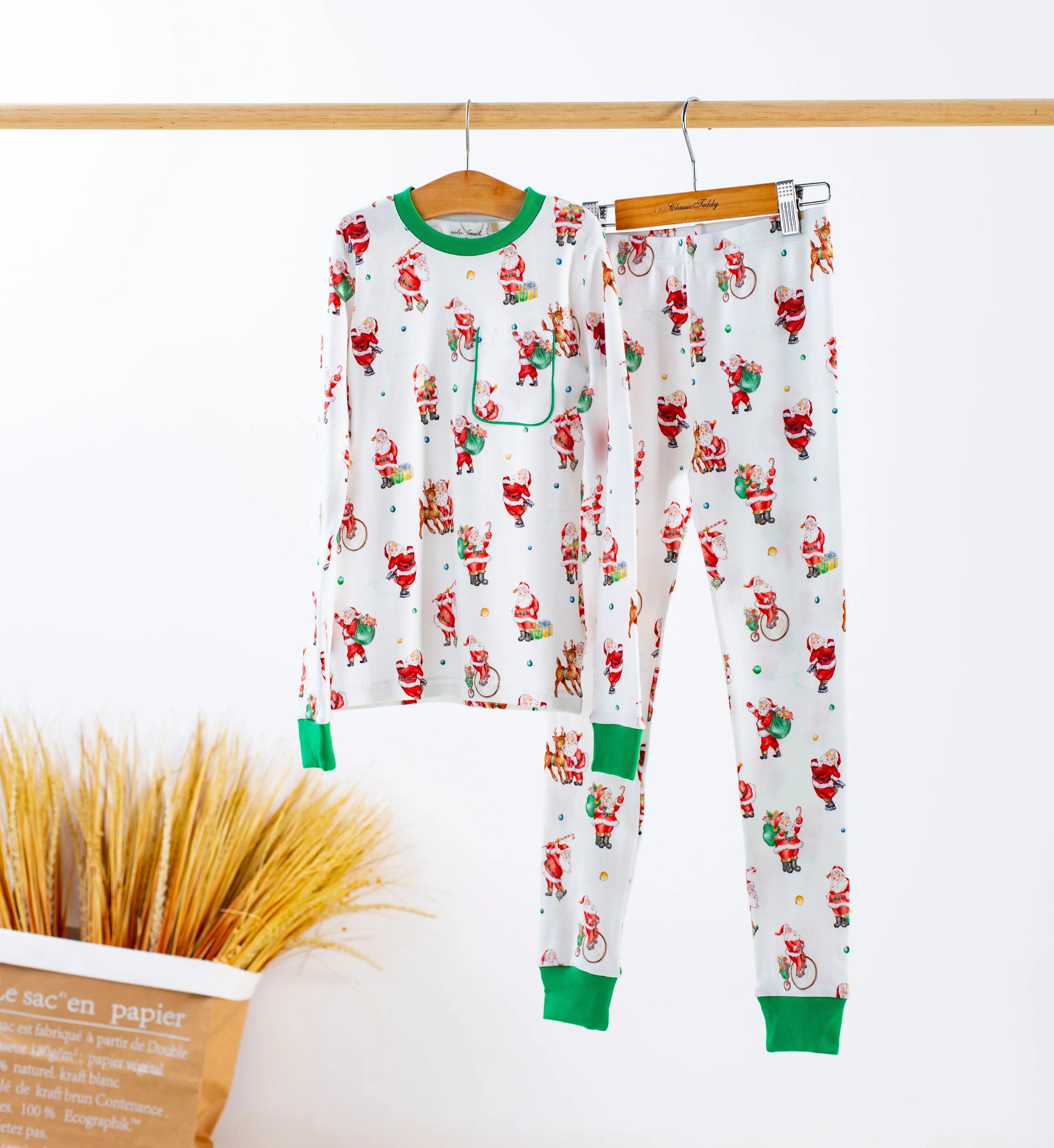 Santa Claus is Coming to Town Organic Cotton Christmas Kids Pajamas Nola Tawk