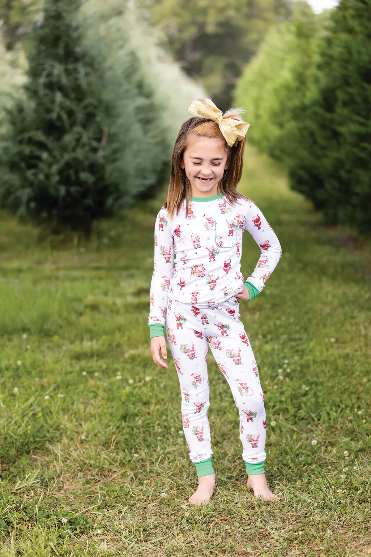 Santa Claus is Coming to Town Organic Cotton Christmas Kids Pajamas by Nola Tawk, Southern food gift detail photo 4