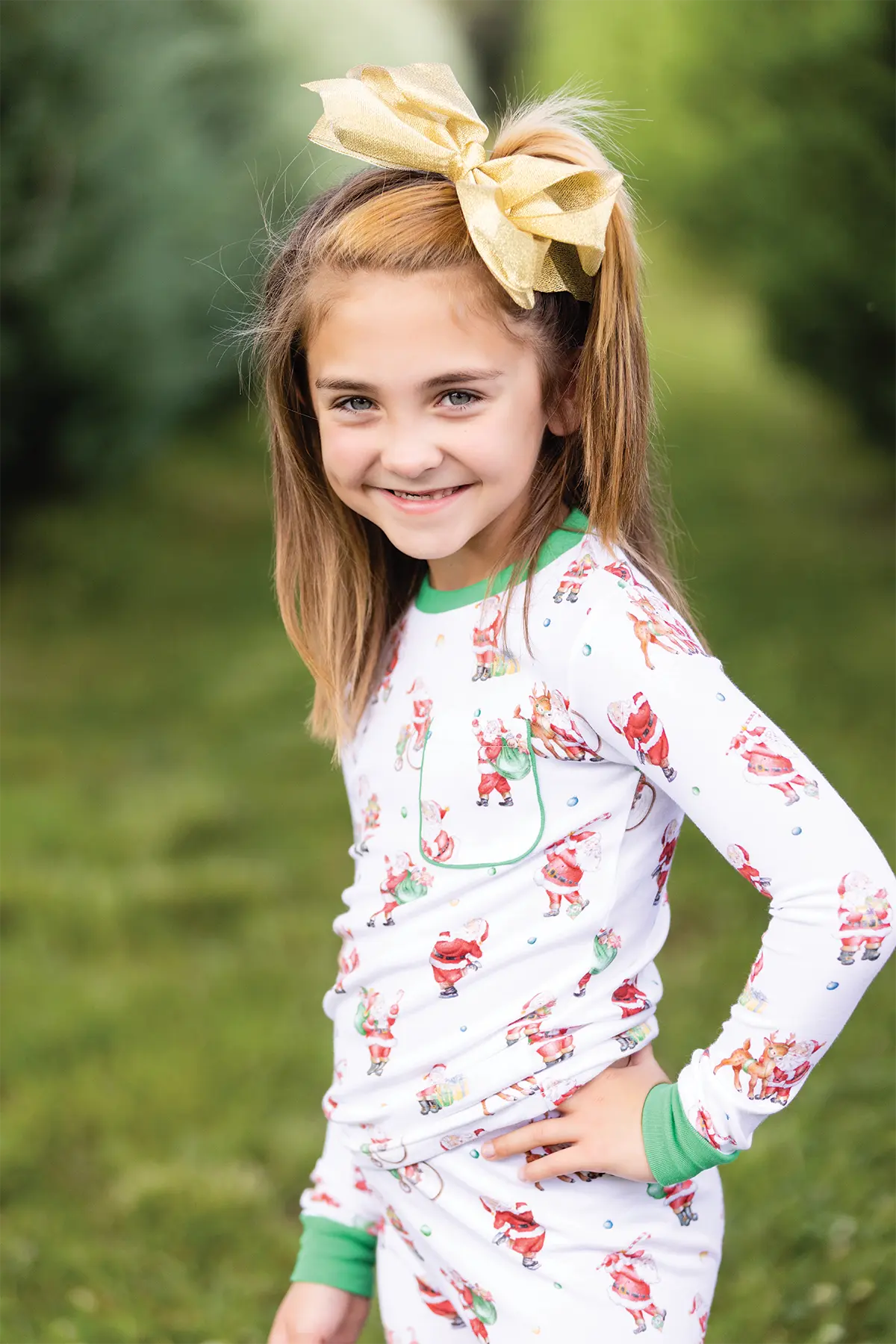 Santa Claus is Coming to Town Organic Cotton Christmas Kids Pajamas by Nola Tawk, Southern food gift detail photo 5