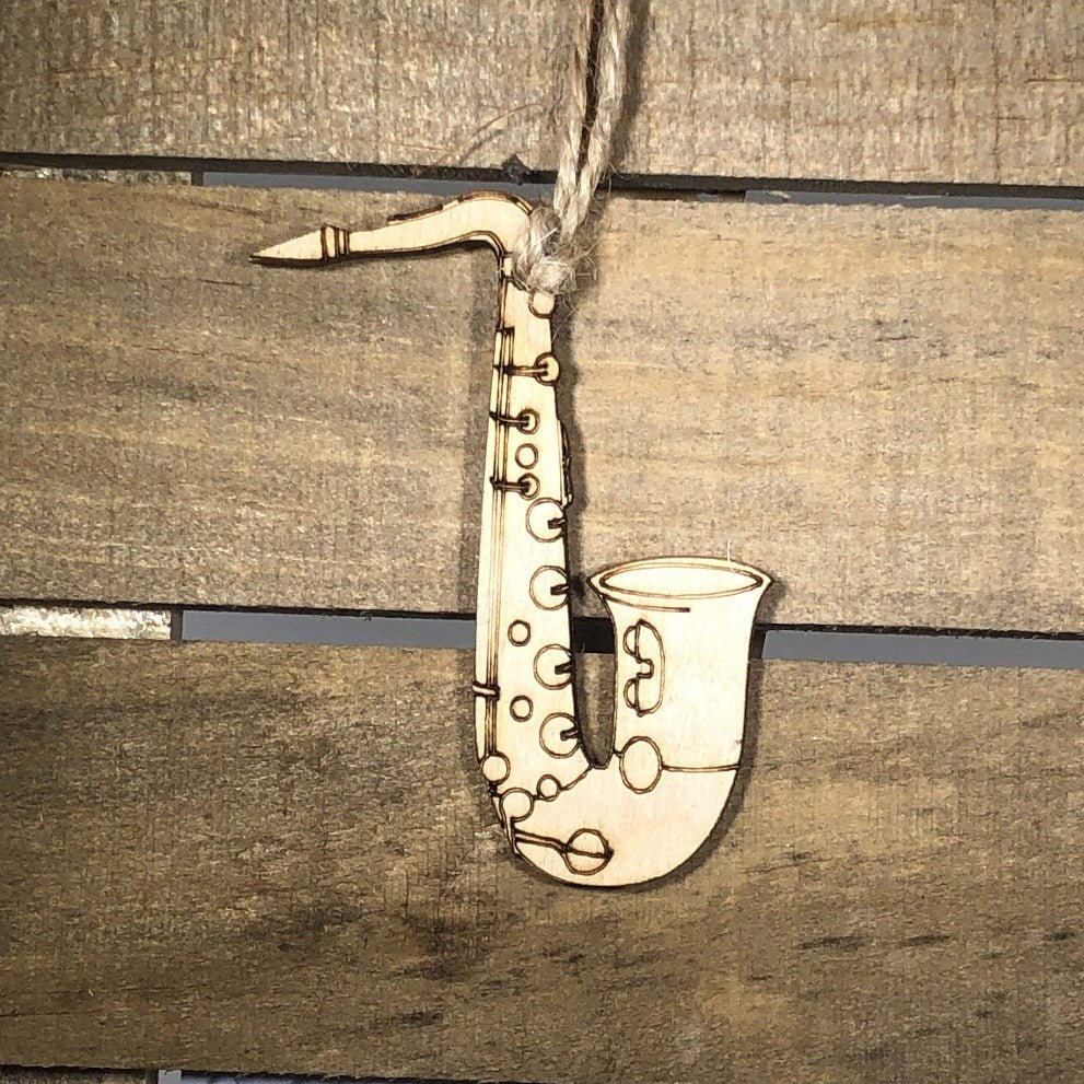 Saxophone Wooden Christmas Ornament | Band Instrument Decor